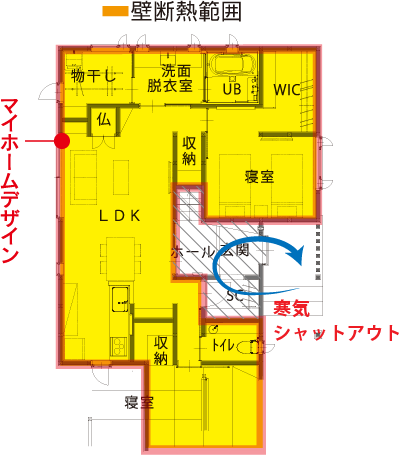 断熱範囲エリア断熱